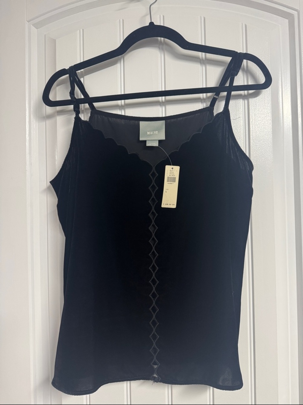 Maeve Black Velvet Scalloped-Trim Camisole